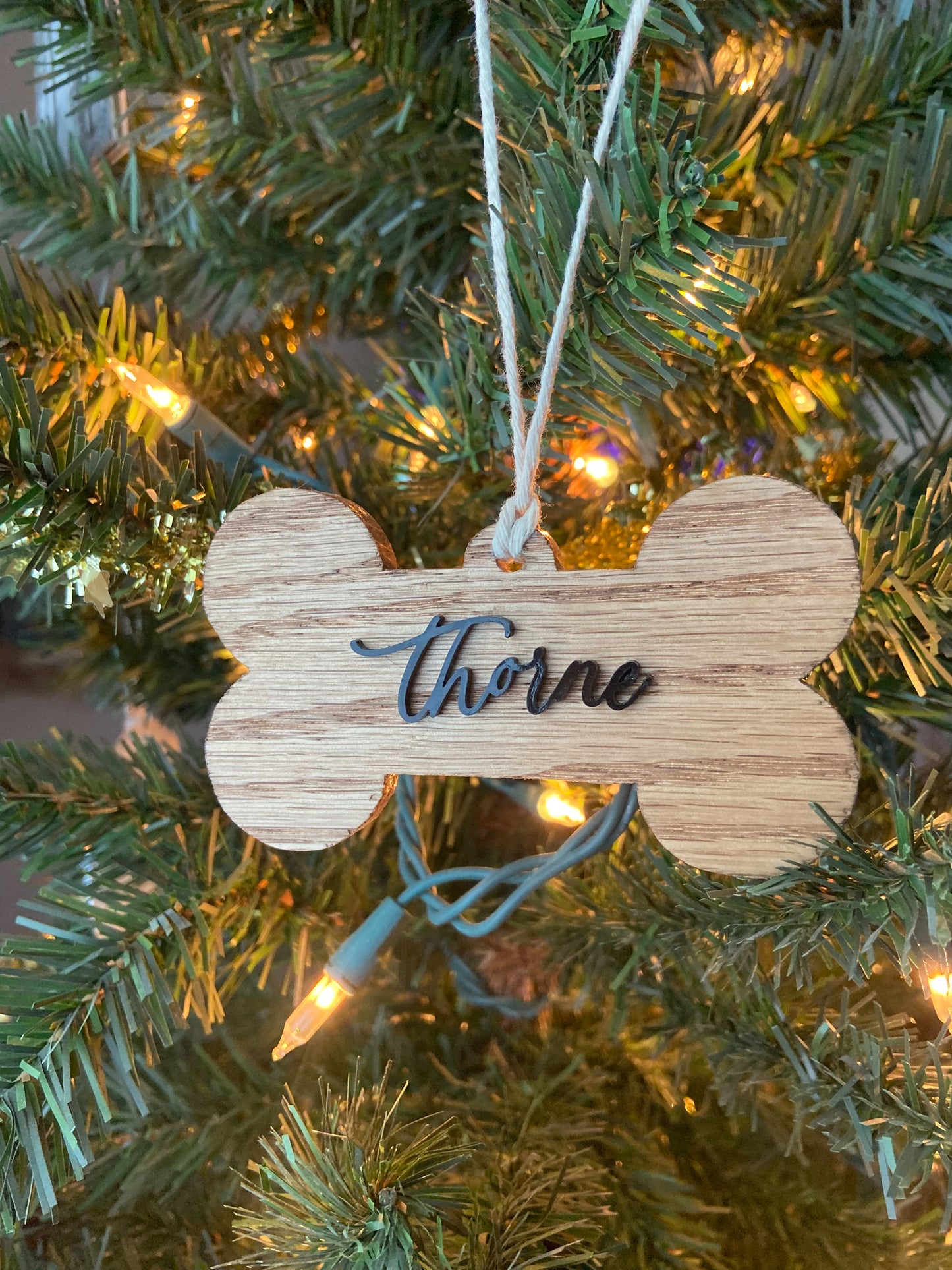 Hardwood Dog Bone Ornament