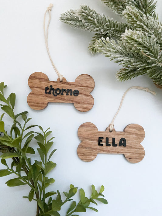 Hardwood Dog Bone Ornament
