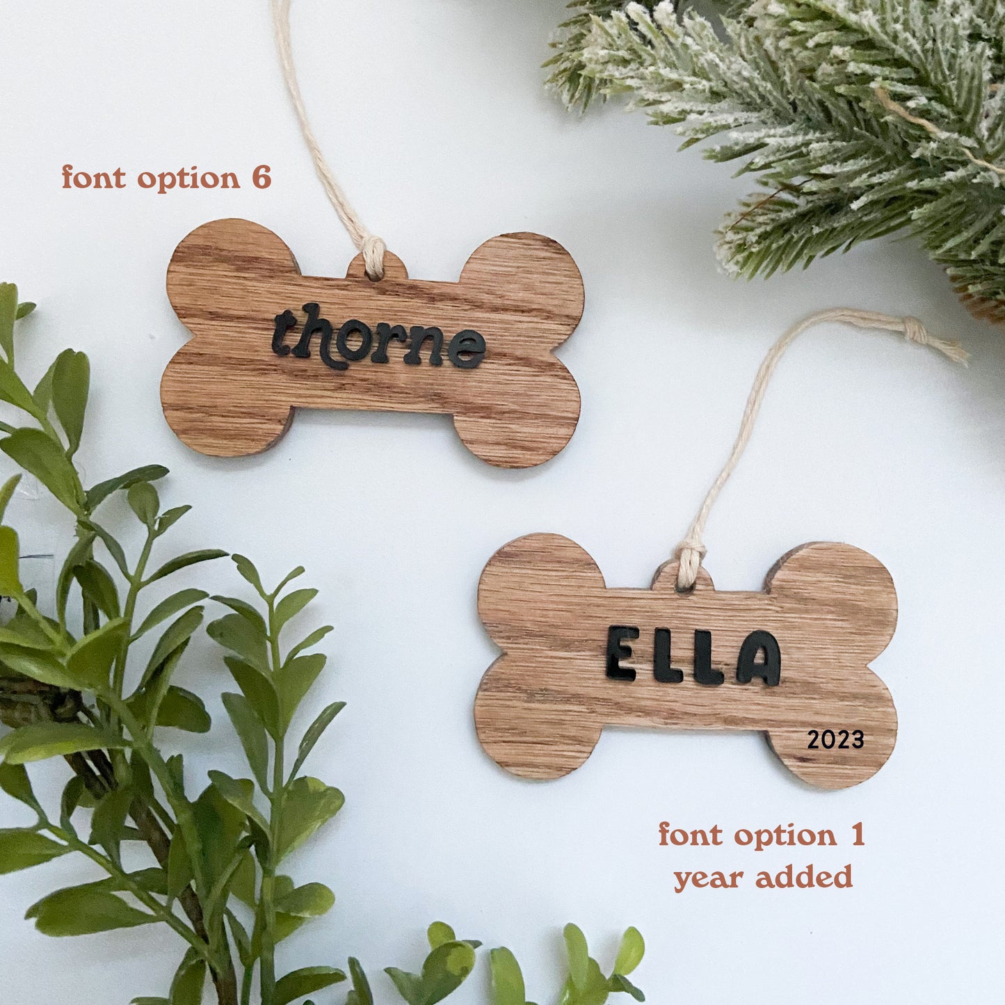 Hardwood Dog Bone Ornament