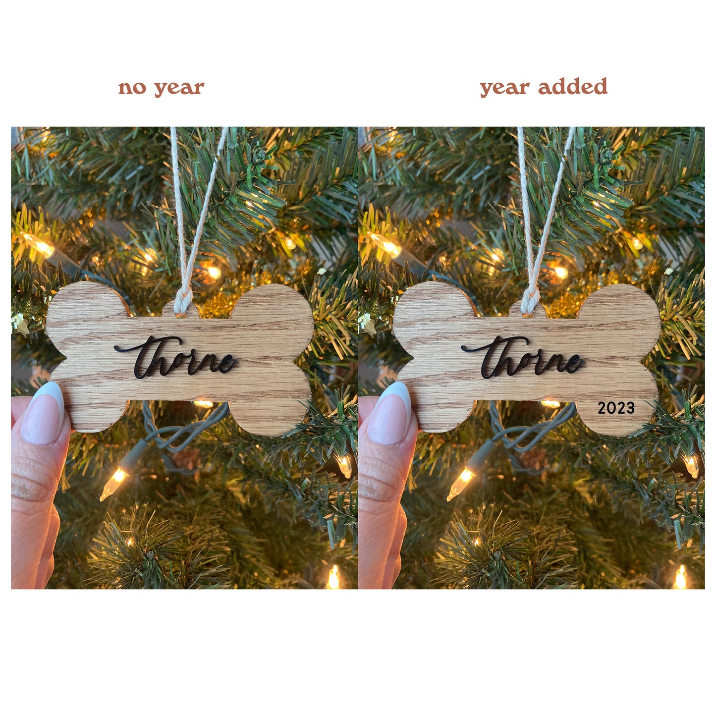 Hardwood Dog Bone Ornament