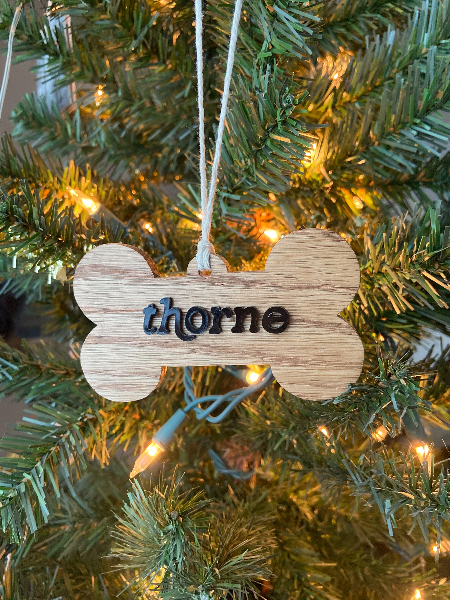 Hardwood Dog Bone Ornament