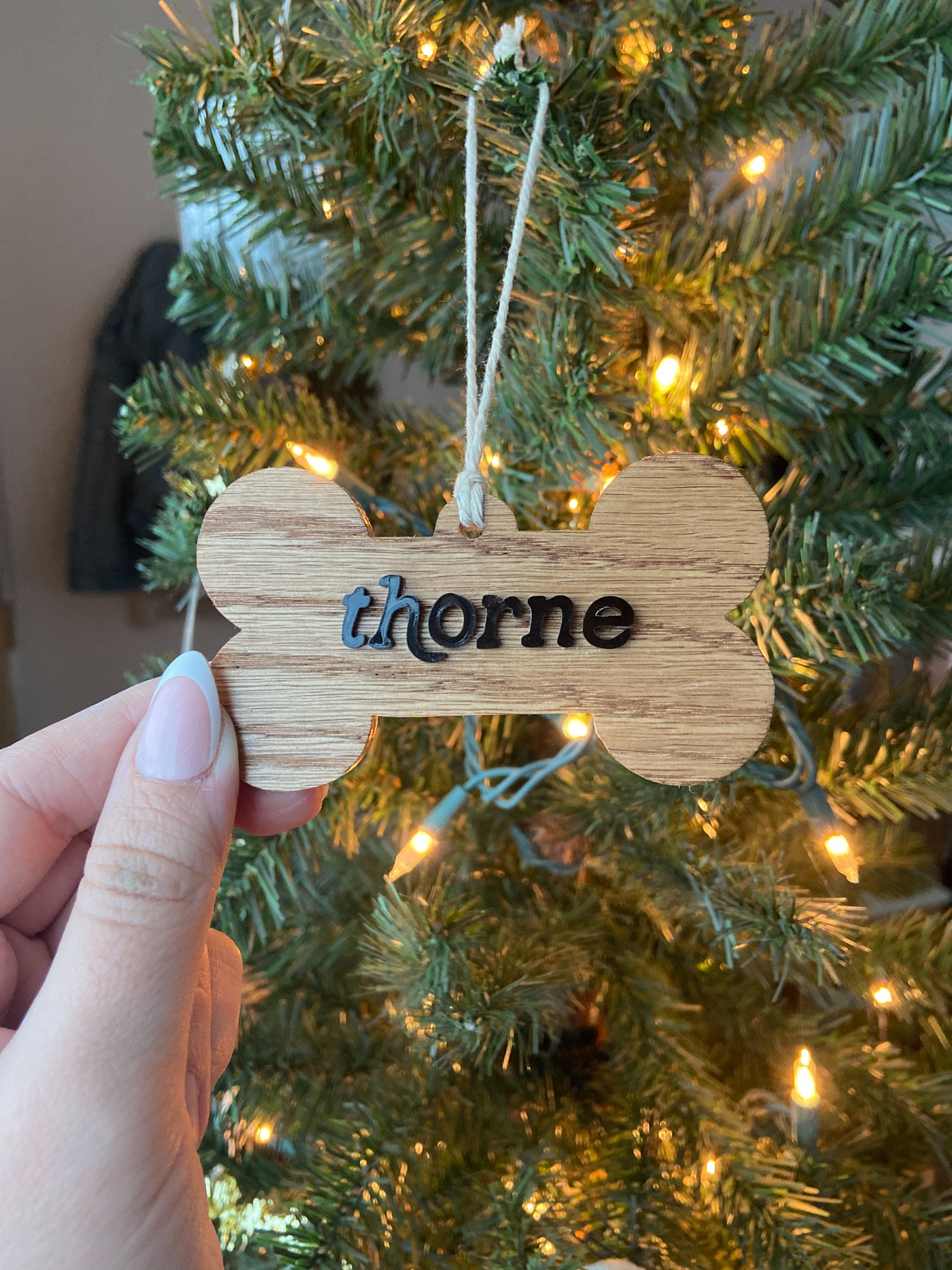 Hardwood Dog Bone Ornament