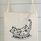 Karma Cat Linen Tote Bag (Ready to Ship)